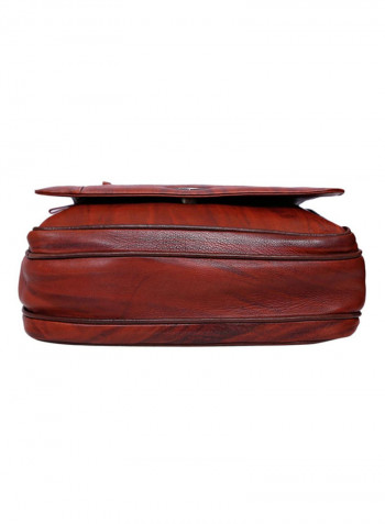 Leather Zipper Closure Crossbody Bag Brown