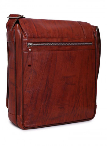 Leather Zipper Closure Crossbody Bag Brown
