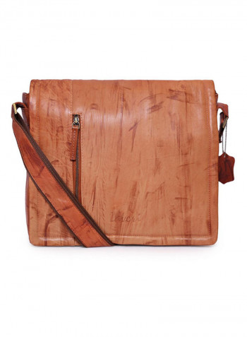 Leather Stitch Detailed Crossbody Bag Brown