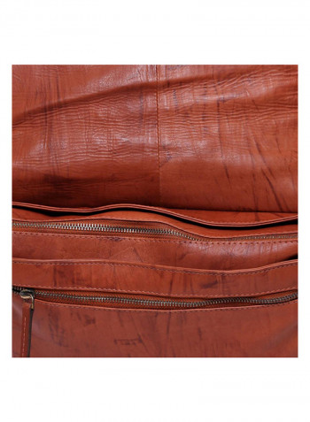 Leather Stitch Detailed Crossbody Bag Brown