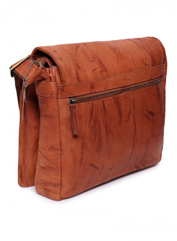 Leather Stitch Detailed Crossbody Bag Brown