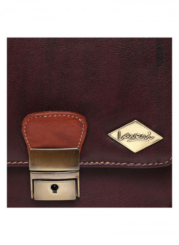 Leather Stitch Detailed Messenger Bag Brown
