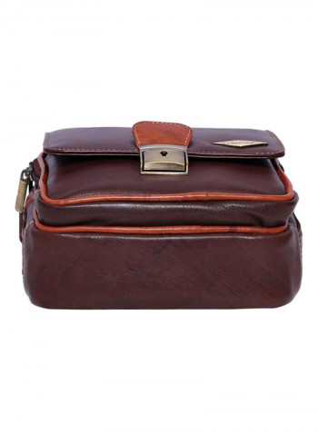 Leather Stitch Detailed Messenger Bag Brown