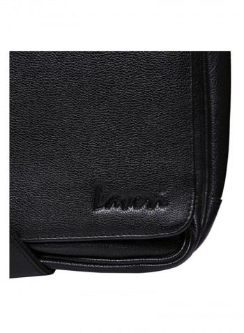 Leather Zipper Closure Crossbody Bag Black