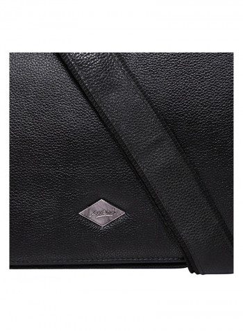 Leather Zipper Closure Crossbody Bag Black