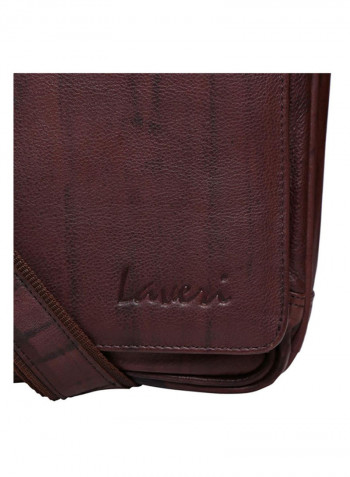Leather Zipper Closure Crossbody Bag Brown