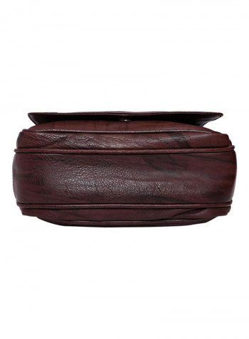 Leather Zipper Closure Crossbody Bag Brown