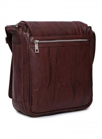 Leather Zipper Closure Crossbody Bag Brown