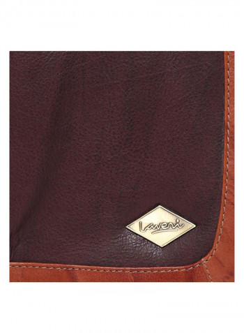 Leather Zipper Closure Crossbody Bag Brown