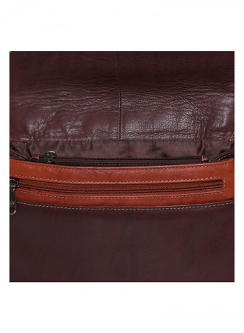 Leather Zipper Closure Crossbody Bag Brown