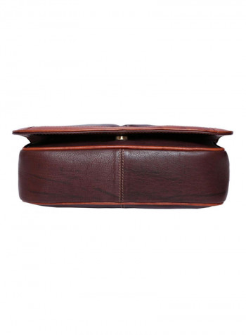 Leather Zipper Closure Crossbody Bag Brown