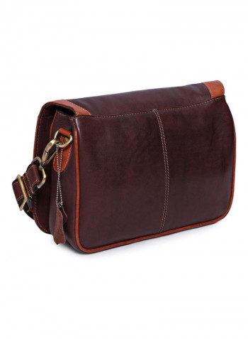 Leather Zipper Closure Crossbody Bag Brown