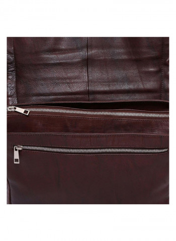 Leather Stitch Detailed Crossbody Bag Brown