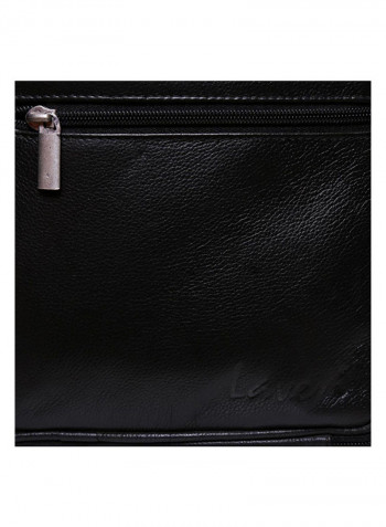 Leather Stitch Detailed Messenger Bag Black