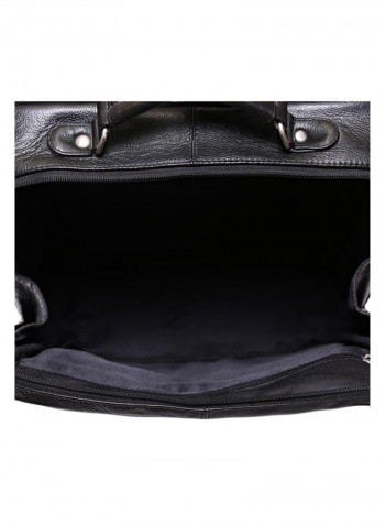 Leather Stitch Detailed Messenger Bag Black