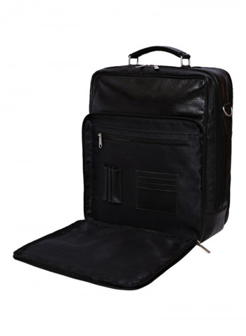 Leather Stitch Detailed Messenger Bag Black