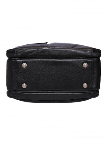 Leather Stitch Detailed Messenger Bag Black