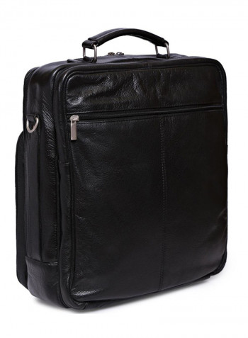 Leather Stitch Detailed Messenger Bag Black