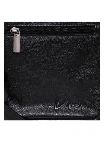 Leather Stitch Detailed Messenger Bag Black
