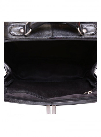 Leather Stitch Detailed Messenger Bag Black