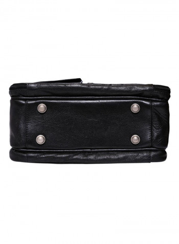 Leather Stitch Detailed Messenger Bag Black