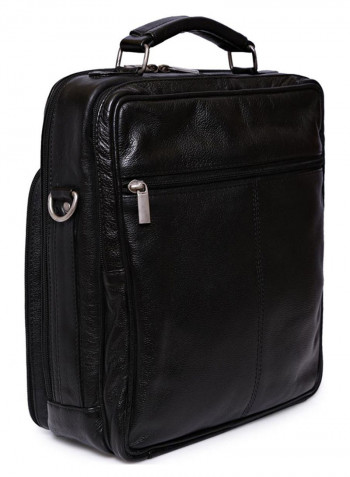 Leather Stitch Detailed Messenger Bag Black