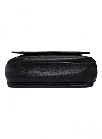 Leather Zipper Closure Crossbody Bag Black