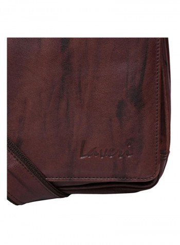 Leather Zipper Closure Crossbody Bag Brown