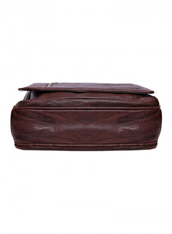Leather Zipper Closure Crossbody Bag Brown