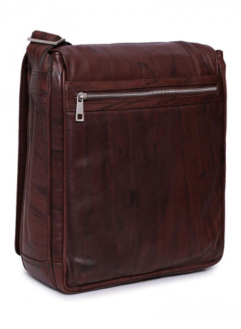 Leather Zipper Closure Crossbody Bag Brown