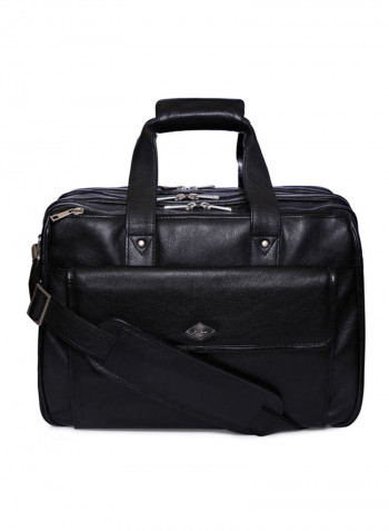 Leather Multipurpose Zipper Messenger Bag Black
