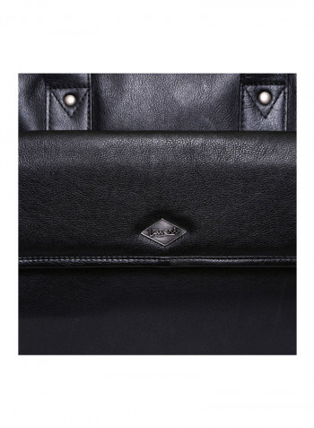 Leather Multipurpose Zipper Messenger Bag Black
