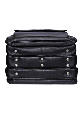 Leather Multipurpose Zipper Messenger Bag Black