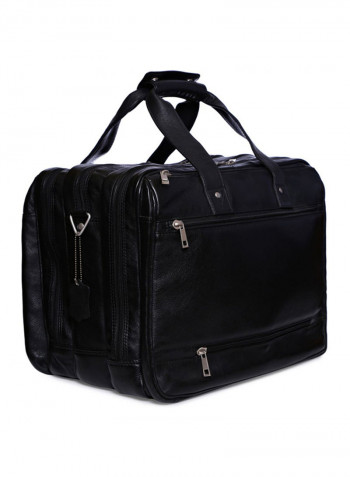 Leather Multipurpose Zipper Messenger Bag Black