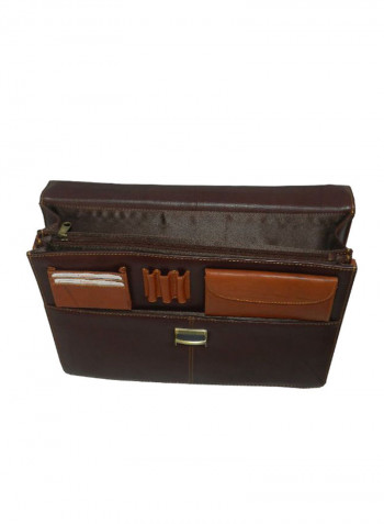 Leather Office Shoulder Bag Brown
