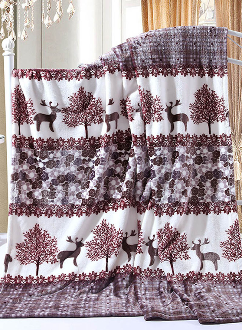 Trees Pattern Thick Soft Blanket Cotton Multicolour 200x230centimeter