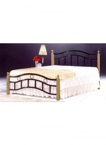 Steel Bed With Medical Mattress Brown 190x20x150centimeter