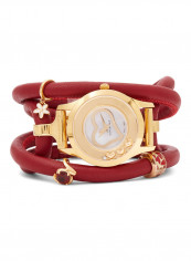 Women's Leather Analog Wrist Watch 300 Gwbln Love Red