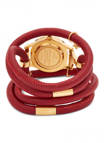 Women's Leather Analog Wrist Watch 300 Gwbln Love Red
