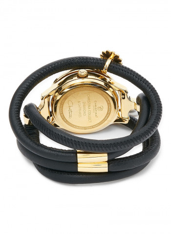 Women's Fabric Analog Wrist Watch305 GBLBL BLACK PEARL DROP