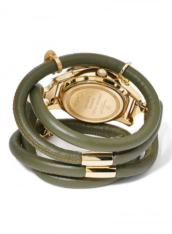Women's Fabric Analog Wrist Watch305 GWBL OLIVE PEARL LEAF