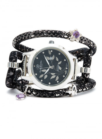 Women's Fabric Analog Wrist Watch305 SBLBL SILVER BLACK