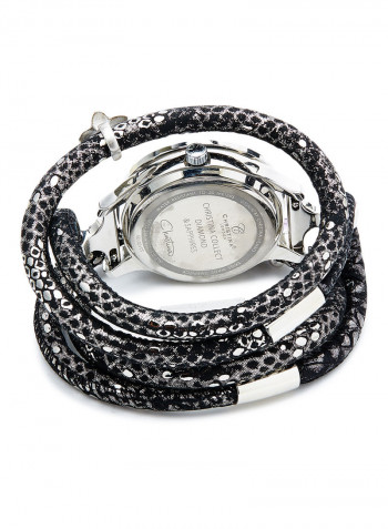 Women's Fabric Analog Wrist Watch305 SBLBL SILVER BLACK