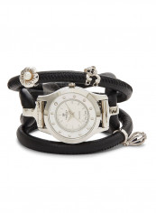 Women's Fabric Analog Wrist Watch300 SWBLN BLACK MOP