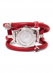 Women's Fabric Analog Wrist Watch300 SWBLN LOVE RED HEART CAGE