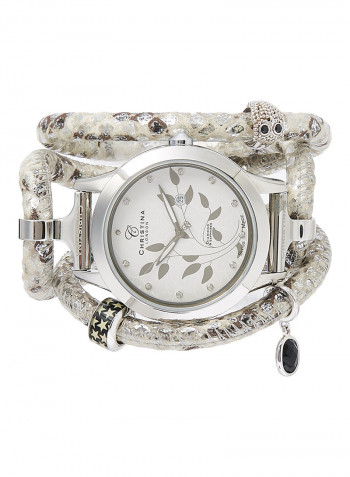 Women's Fabric Analog Wrist Watch305 SWBL SNAKE PEARL FLOWER