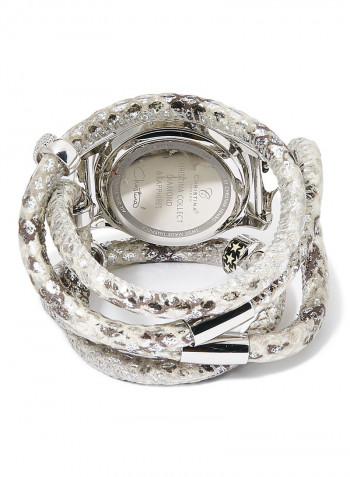Women's Fabric Analog Wrist Watch305 SWBL SNAKE PEARL FLOWER