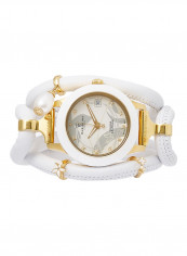 Women's Fabric Analog Wrist Watch308 GWW WHITE PEARL