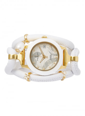Women's Fabric Analog Wrist Watch308 GWW WHITE PEARL
