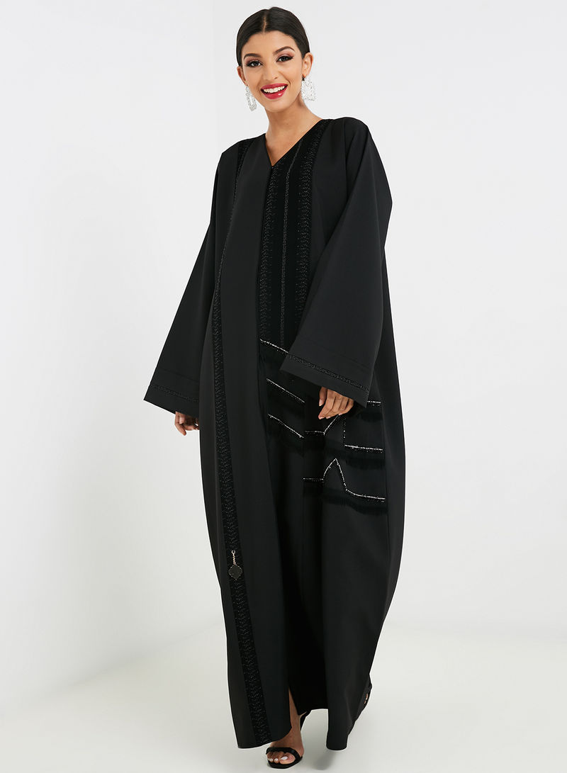 Sequin Detailed Abaya Black